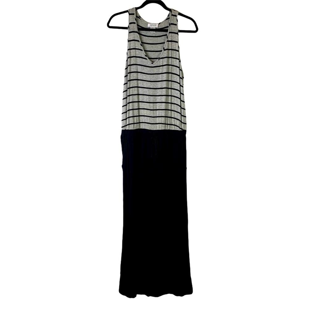 Barney’s New York Gray & Black High Rise V-Neck Jumpsuit Women's Size Small